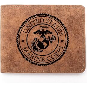 Marine Corps Gifts,Leather Wallet for Men,Engraved Personalized Leather Wallet,Marine Corps Academy Marine Corps Gifts,Marine Corps Wallet,Graduation Gifts (Marine Corps)