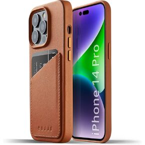 Mujjo Leather Wallet Phone Case - Fits iPhone 15 Pro - MagSafe Compatible - Premium European Leather Case with Card Pocket - Enhanced Phone & Camera Lens Protection - Crafted with Recycled Materials