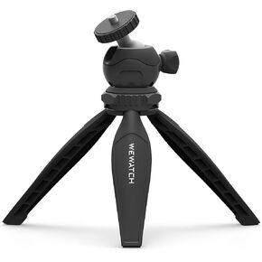 WEWATCH PS102 Mini Projector Tripod Stand for Projector with 360° Ball Head, Projector Tripod, Tripod Mount for DSLR Camera, for Selfies, Video Recording, Vlogging, Live Streaming Black