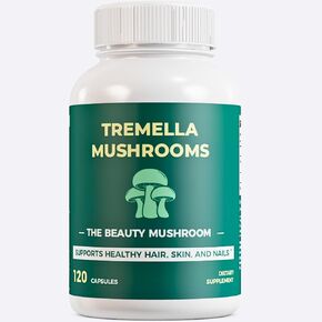 Tremella Mushroom استخراج كبسولات 1000mg | Snow Mushroom (Tremella fuciformis) ملحق للجلد والشعر والأظافر والمفاصل الصحية وصحة الدماغ والمناعة | 120 كبسولات نباتية ، غير المعدلة وراثيا