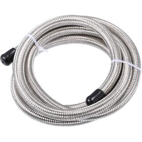 X AUTOHAUX 8ft 10AN Fuel Hose AN10 Universal Car Braided Stainless Steel CPE Oil Fuel Gas Line Hose Silver Tone