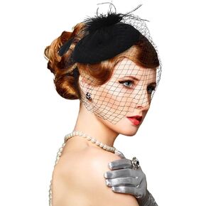 Fascinators Hats for Women Tea Party Black Hats Mesh Feathers Pillbox Tea Party hats with Clip for Girls