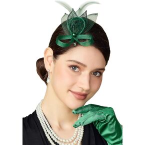 مقطع شعر Babeyond fascinator للنساء - شاي حفلة كنتاكي أنيقة أنيقة شبكة ريشة الزفاف الزفاف الزفاف