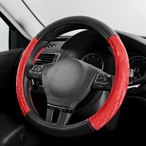 PIC AUTO Steering Wheel Cover, Silk Grain Leather Car Steering Wheel Protector, Comfortable Grip, Universal 14.5-15.5 Inch Anti-Slip Steering Wheels Accessories for Men & Women (Black)