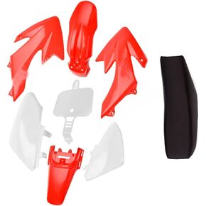 Black/Red Mudguard 8-piece plastic body fairing kit with Cushion Tank Shrouds Tank Shrouds Number Plate For CRF50 XR50 CRF 50 SDG SSR 50cc 110cc 125cc Pit Dirt Bike with Bolt