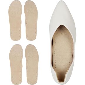 2 Pairs Pigskin Sockless Insoles|Barefoot Cushion Pads|Absorbs Sweat & Controls Odor|Wear Without Socks|Extra Thin Dress Shoes Inserts Women for High Heels Flats Sneakers Medium 8-9.5Size
