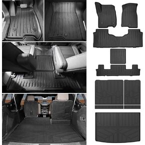 Cargo Liner with Seatback Cover Fit for 2021-2025 Chevy Suburban/GMC Yukon XL 3rd Row Seats Cargo Mat TPE Trunk Mat Trunk Liner for Chevrolet Suburban Accessories(Cargo Mat+Seat Back Cover)
