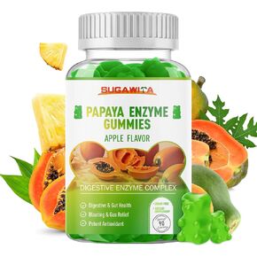 Papaya Digestive Enzymes Gummies, Chewable Enzymes for Digestion, Papaya Supplement for Women Men with Amylase, Papain & Bromelain for Bloating Relief, 90 Count
