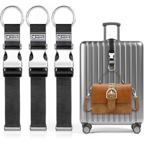 3 PCS Add a Bag Luggage Straps Jacket Gripper Heavy Duty Valises Strap, Adjustable Suitcase Belt Travel Attachment Black Travel Accessories for Travel Belt with Buckle Baggage(Black)