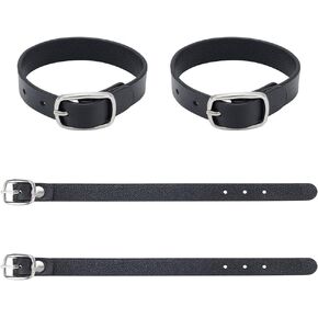 PU Leather Luggage Tag Straps with Metal Buckle - Adjustable Faux Leather Loops for Suitcase and Travel, 8x1/2 Inch Black Luggage Belt Replacements - Kilt Extender Buckle Straps for Women's Kilts