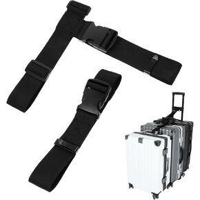 2 PCS Black Nylon Luggage Straps, TSA Approved Heavy Duty Suitcase Belts, Travel Accessories for Connecting Your Luggage Together