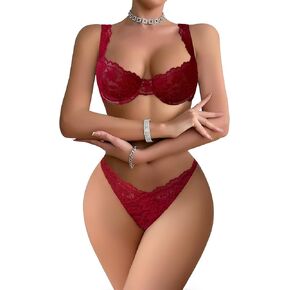 مثيرة سكالوب الأزهار الدانتيل شبكة الملابس الداخلية underwire مجموعة 2 قطعة