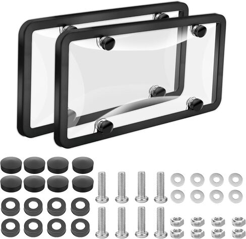 2 حزمة لوحة ترخيص سوداء غير لامع ، إطار لوحة الأرقام مع أغطية خلوية ، لوحة ترخيص عالمية تغطي حامل الأمامي والخلفي ، علامات السيارة للرجل والنساء in Kuwait