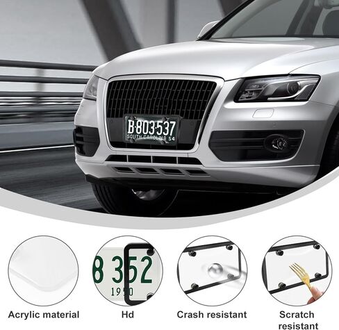 2 حزمة لوحة ترخيص سوداء غير لامع ، إطار لوحة الأرقام مع أغطية خلوية ، لوحة ترخيص عالمية تغطي حامل الأمامي والخلفي ، علامات السيارة للرجل والنساء in Kuwait