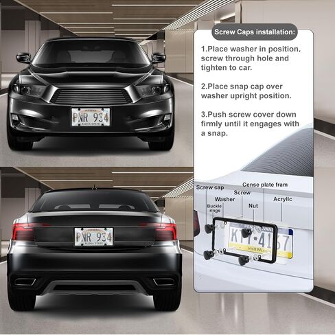 2 حزمة لوحة ترخيص سوداء غير لامع ، إطار لوحة الأرقام مع أغطية خلوية ، لوحة ترخيص عالمية تغطي حامل الأمامي والخلفي ، علامات السيارة للرجل والنساء in Kuwait