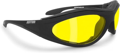 Bertoni Motorcycle Riding Padded Black Glasses - Windproof Antifog Lens - AF125 Italy in Saudi Arabia