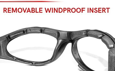 Bertoni Motorcycle Riding Padded Black Glasses - Windproof Antifog Lens - AF125 Italy in Saudi Arabia