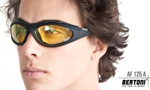 Bertoni Motorcycle Riding Padded Black Glasses - Windproof Antifog Lens - AF125 Italy in Saudi Arabia