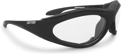 Bertoni Motorcycle Riding Padded Black Glasses - Windproof Antifog Lens - AF125 Italy in Saudi Arabia