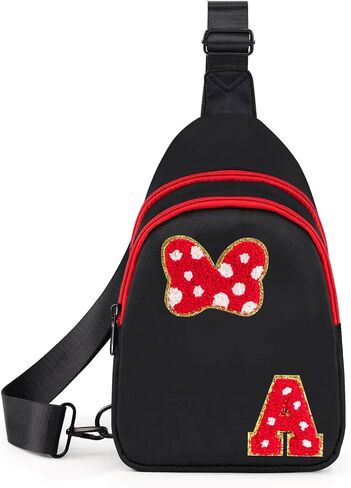 7 8 9 10 11 12 13 14 Year Old Girl Birthday Gifts, Black Initial Bow Mouse Park Small Sling Bag for Girls Daughter Women, Teen Girl Gifts Trendy Stuff Crossbody Fanny Pack Must Haves for Park Travel A in Kuwait