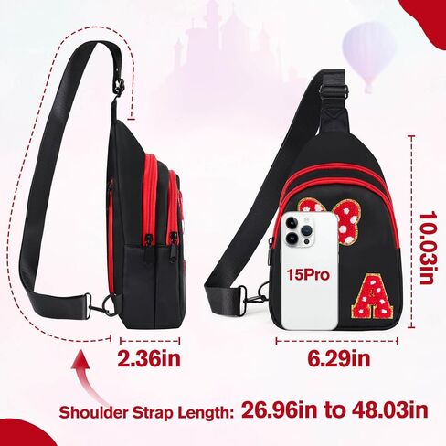 7 8 9 10 11 12 13 14 Year Old Girl Birthday Gifts, Black Initial Bow Mouse Park Small Sling Bag for Girls Daughter Women, Teen Girl Gifts Trendy Stuff Crossbody Fanny Pack Must Haves for Park Travel A in Kuwait