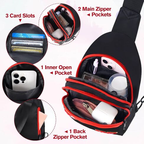 7 8 9 10 11 12 13 14 Year Old Girl Birthday Gifts, Black Initial Bow Mouse Park Small Sling Bag for Girls Daughter Women, Teen Girl Gifts Trendy Stuff Crossbody Fanny Pack Must Haves for Park Travel A in Kuwait