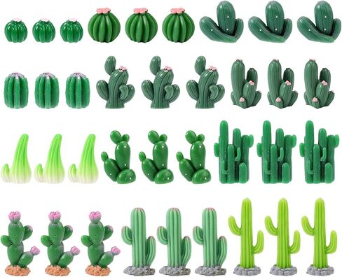 36 Pcs Mini Resin Cactus, Miniature Resin Cactus Figurines 12 Styles Cute Small Artificial Green Cactus Succulent Plants for Garden Flower Pot Bonsai Tiny Micro Landscape Decors in Saudi Arabia