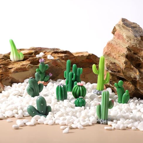 36 Pcs Mini Resin Cactus, Miniature Resin Cactus Figurines 12 Styles Cute Small Artificial Green Cactus Succulent Plants for Garden Flower Pot Bonsai Tiny Micro Landscape Decors in Saudi Arabia