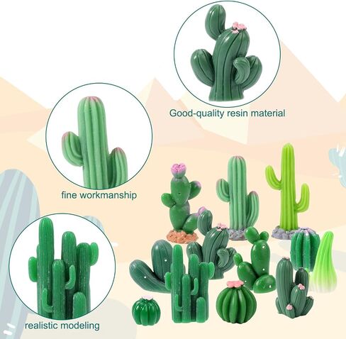 36 Pcs Mini Resin Cactus, Miniature Resin Cactus Figurines 12 Styles Cute Small Artificial Green Cactus Succulent Plants for Garden Flower Pot Bonsai Tiny Micro Landscape Decors in Saudi Arabia