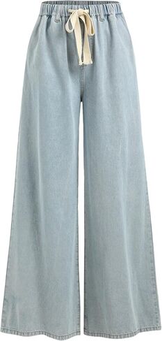 CIDER Wide Leg Jeans High Wasited Drawstring Baggy Denim Pants with Pockets in Saudi Arabia