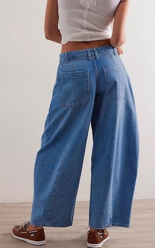 Kedera Women's Baggy Barrel Jeans Boyfriend Wide Leg Cropped Denim Pants Mid Rise Y2K Jeans Ankle Pants Trouser 2024 in Saudi Arabia