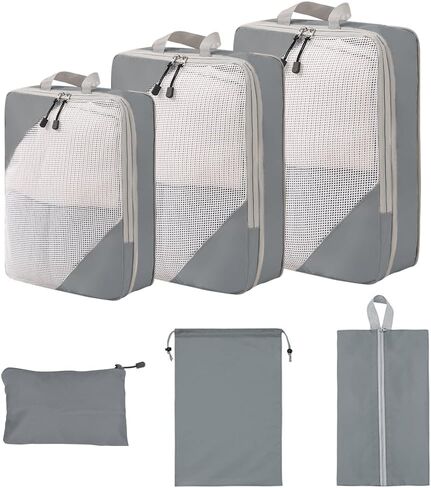 NuAngela Compression Packing Cubes for Travel 6 Set Packing Cubes for Suitcases Travel Luggage Organizers Bags Set for Travel Essentials Lightweight Packing Organizers for Carry on Suitcases in Saudi Arabia