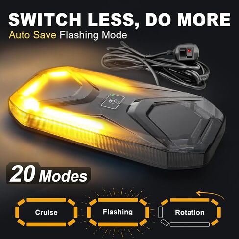 Agrieyes Smoked Lens Magnetic Strobe Lights Bar, 128 LED Emergency Light for Vehicles, 12" Amber White Dual Colors Flashing Warning Security Beacon for Roof Top Trucks, Snow Plow, Trailer in Kuwait