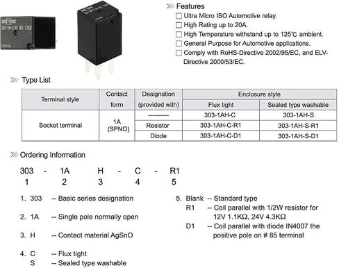 Premium 6-Pack 303-1AH-C-R1-U01 12VDC Relays - High-Capacity Micro Relays Compatible for Polaris RZR, Slingshot, Ranger, and Sportsman Models in Saudi Arabia