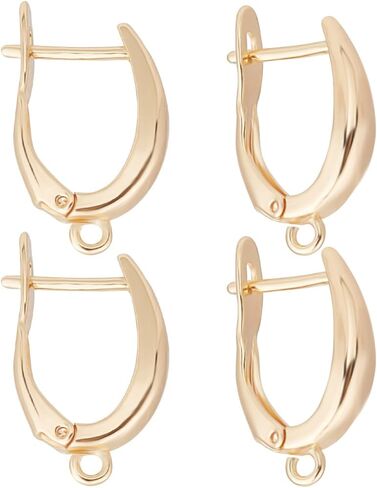 Beebeecraft 12Pcs Gold Silver Leverback Earring Hooks with Loop 18K Gold &Platinum Plated Huggie Hoop Earwires Findings for DIY Jewelry Making in Saudi Arabia