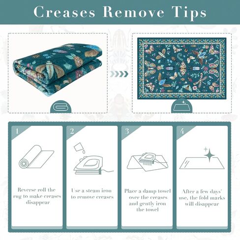 3x5 Rug for Bedroom Insect Rug Print Washable Bug Rug Non Slip, Low Pile Boho Area Rug Carpet for Living Room,Bedside, Kids Room, Office, Dark Green in Kuwait
