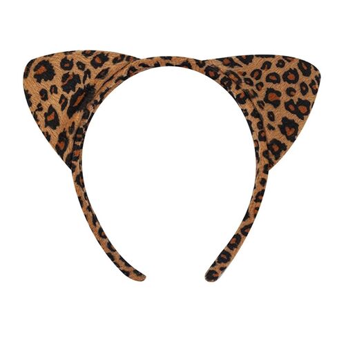 Cute Leopard Cheetah Ear Headband for Women Girls,Animal Ear Hairbands for Halloween Party Costume Accessories (A- Leopard) in Kuwait