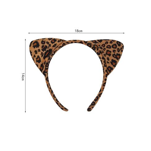 Cute Leopard Cheetah Ear Headband for Women Girls,Animal Ear Hairbands for Halloween Party Costume Accessories (A- Leopard) in Kuwait