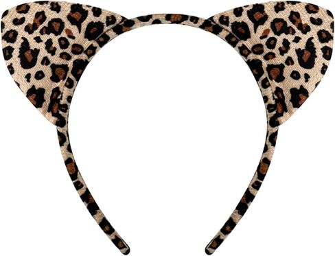 Cute Leopard Cheetah Ear Headband for Women Girls,Animal Ear Hairbands for Halloween Party Costume Accessories (A- Leopard) in Kuwait