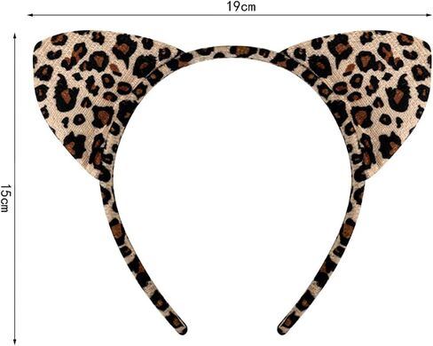 Cute Leopard Cheetah Ear Headband for Women Girls,Animal Ear Hairbands for Halloween Party Costume Accessories (A- Leopard) in Kuwait