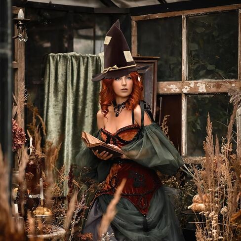 Halloween Scarecrow Patch Witch Hat Brown Scarecrow Wizard Hat for Women Halloween Party Cosplay Costume Headwear Accessory in Saudi Arabia