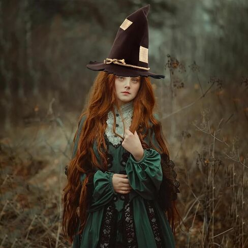 Halloween Scarecrow Patch Witch Hat Brown Scarecrow Wizard Hat for Women Halloween Party Cosplay Costume Headwear Accessory in Saudi Arabia