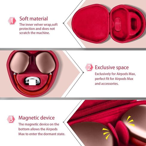 حافظة صلبة co2CREA مع استبدال وضع السكون لسماعات Apple AirPods Max (حافظة سوداء + داخل أزرق) in Kuwait