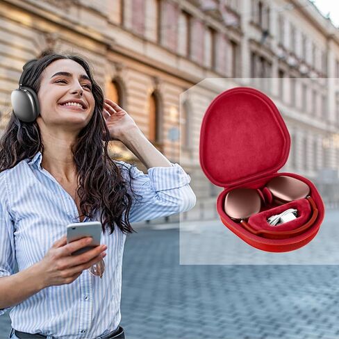 حافظة صلبة co2CREA مع استبدال وضع السكون لسماعات Apple AirPods Max (حافظة سوداء + داخل أزرق) in Kuwait