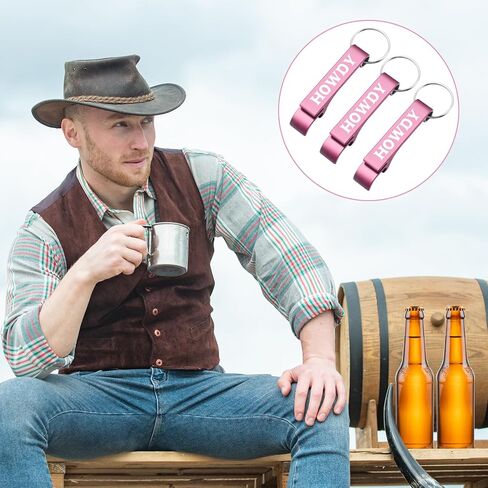 Junkin 30 Pcs Western Cowboy Party Favors Bottle Opener Keychain Bulk Metal Beer Can Beverage Opener Keychains for Bar Birthday Baby Shower Wedding Wild West Theme Party Decorations Gift Souvenirs in Kuwait