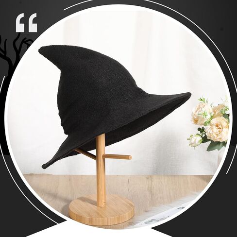 Boyiee Knitted Witch Hat Foldable Wide Brim Cap Pointed Felt Hat for Women Halloween Cosplay Costume Masquerade Accessory in Saudi Arabia