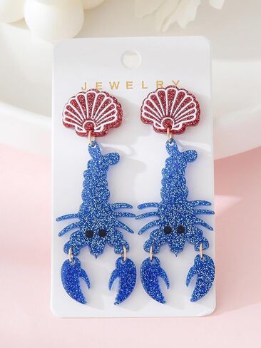 ملون جوفاء خارج أكريليك بريق البحر seahorse دانج إسقاط الأقراط البوهيمي لطيف متعدد الألوان حيوانات البحر الكراد in Kuwait