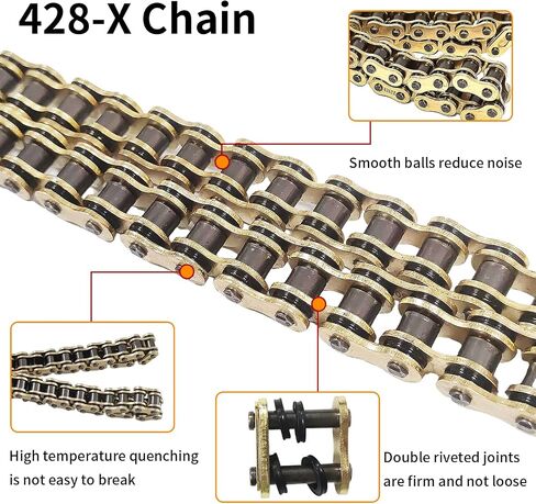 428 X-Ring Chain 106 Links with Connecting Master Link; Heavy Duty Drive Chain for Motorcycle ATV Bicycle Go Kart-Gold in Saudi Arabia