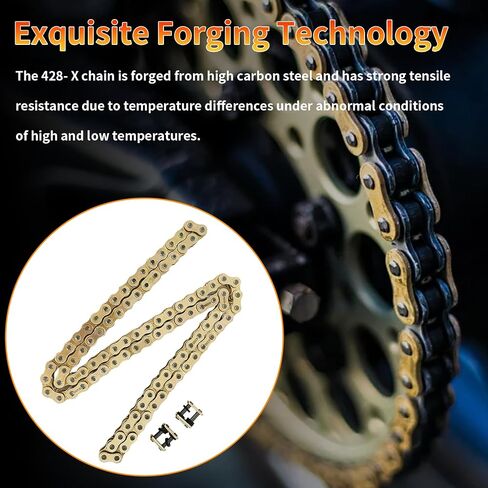 428 X-Ring Chain 106 Links with Connecting Master Link; Heavy Duty Drive Chain for Motorcycle ATV Bicycle Go Kart-Gold in Saudi Arabia