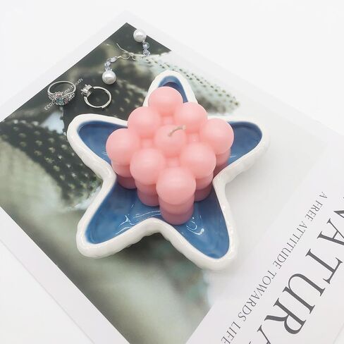 Starfish Jewelry Dish, Small Beach Ceramic Jewelry Tray, Ocean Seashell Jewelry Holder Dish Trinket Tray, Coastal Shell Ring Dish, Nightstand Decor Jewelry Plate Tray, Jewelry Bowl (Blue) in Saudi Arabia